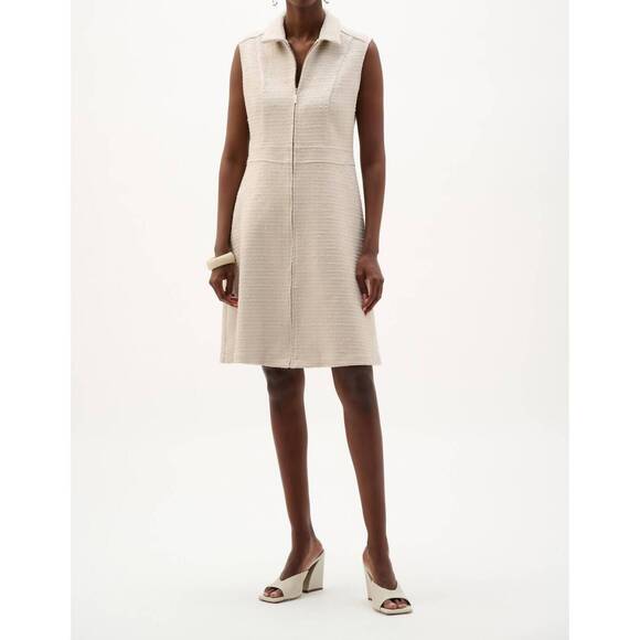 NEW JOSEPH RIBKOFF boucle a line dress with zipper in moonstone